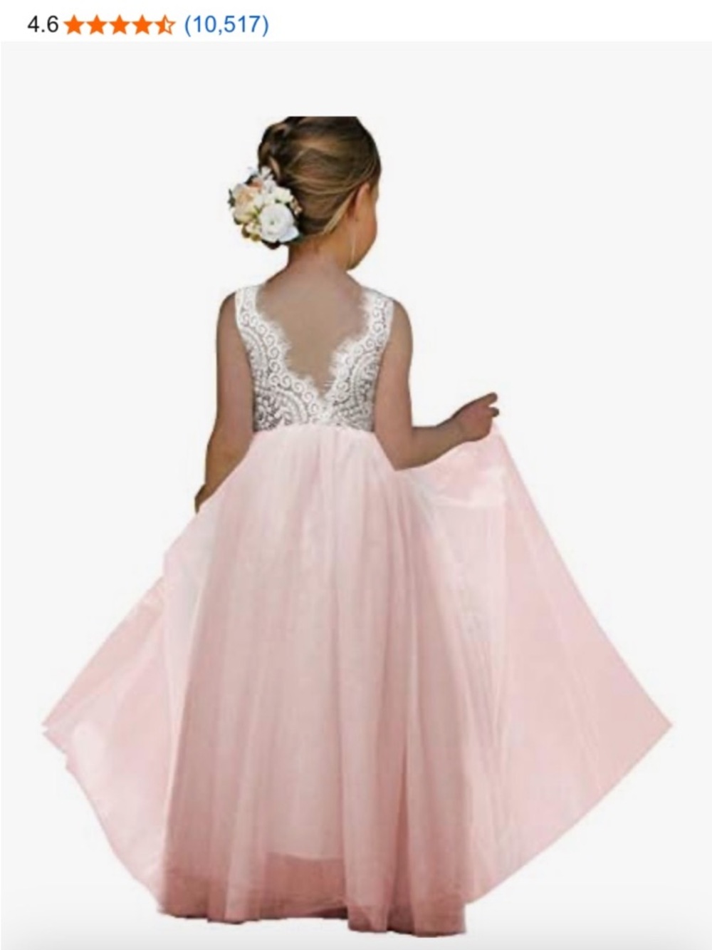 2Bunnies 3T Full-Length Straight Lined Layered Tulle Skirt Lace Back Party Dress